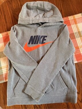 Nike Gray/Blue Hoodie with Orange Swoosh and Navy NIKE